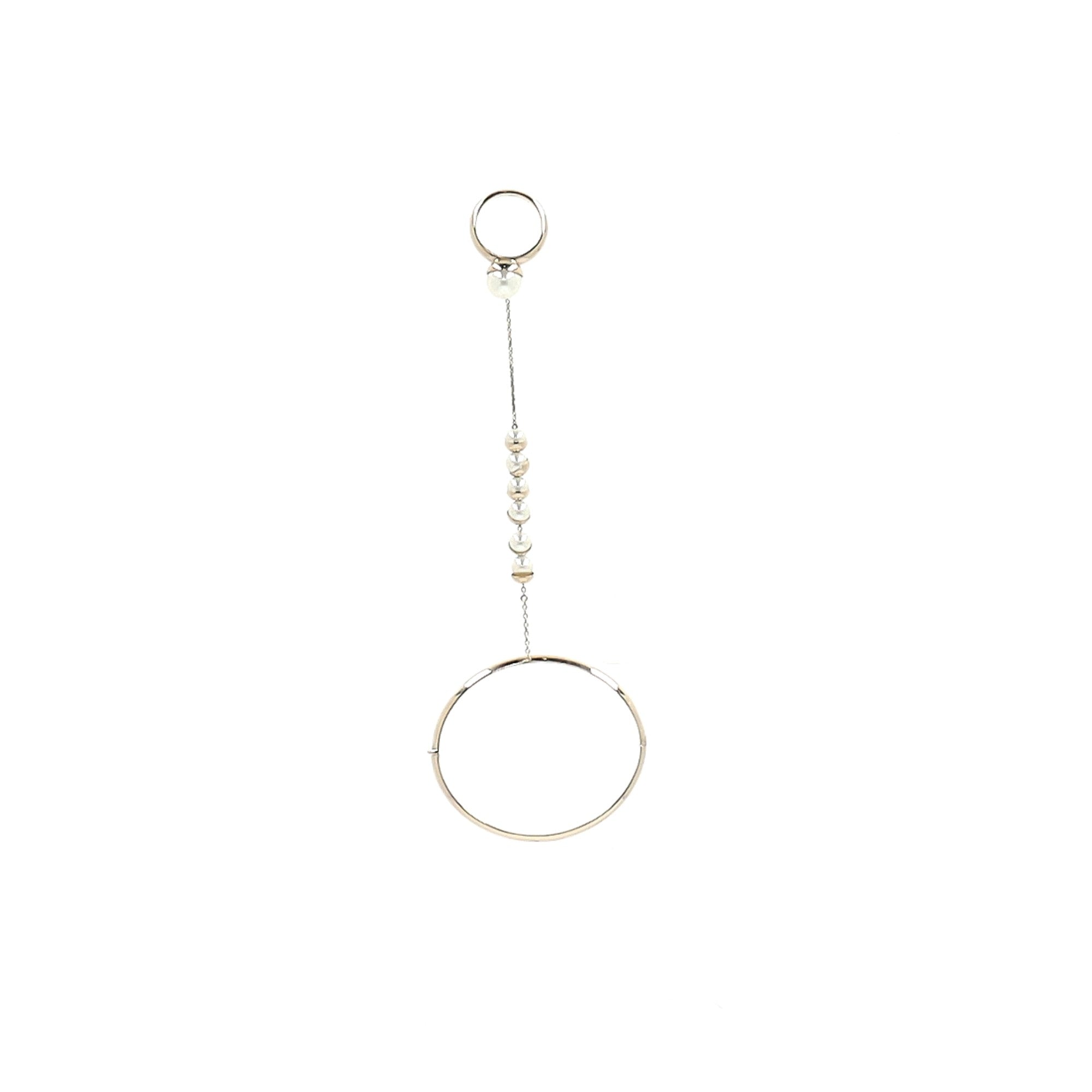 Dior Pearl Embellished Bracelet with Ring in Gold Metal