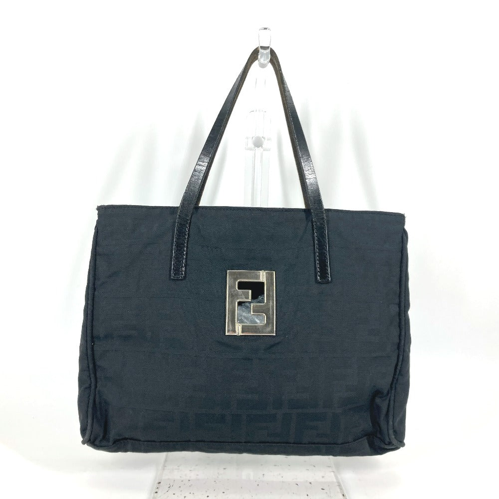 FENDI Tote Bag Nylon, Leather black vintage Zucca Women
