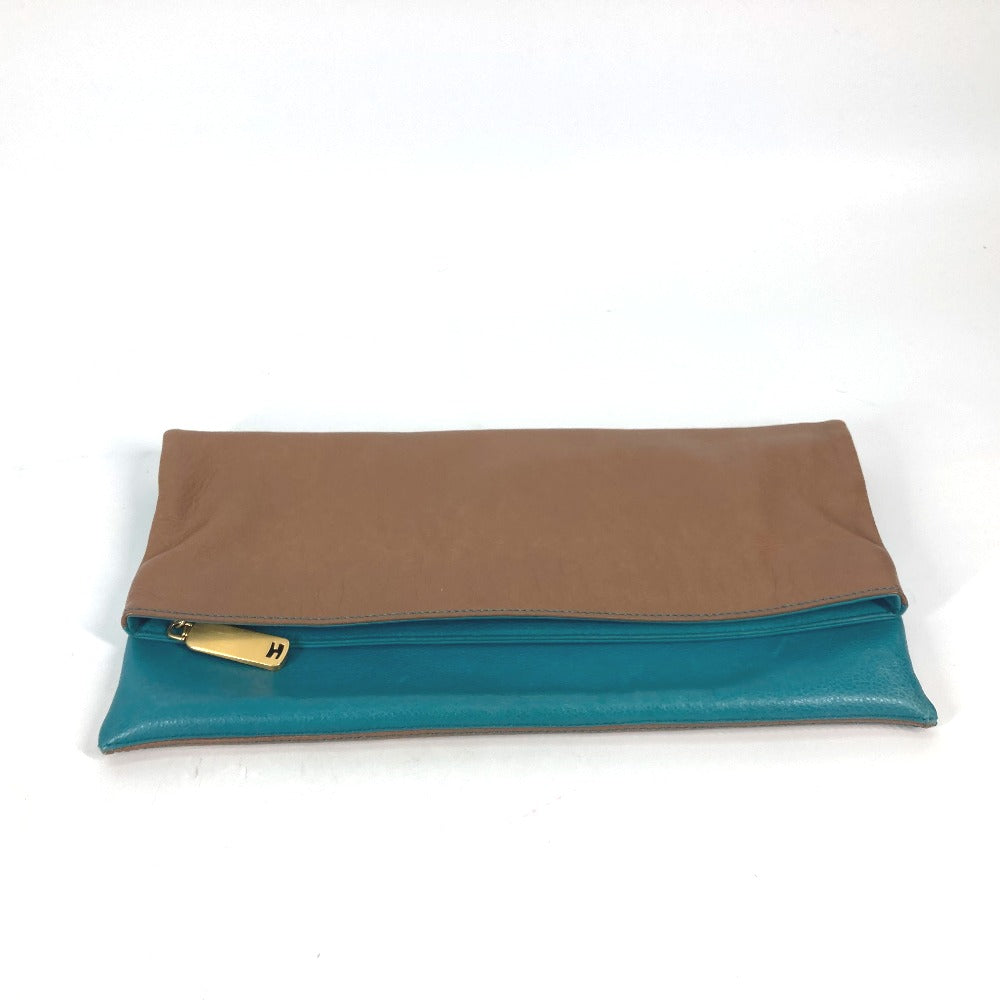 FENDI Clutch bag 8BP062 leather Brown bag pouch By color