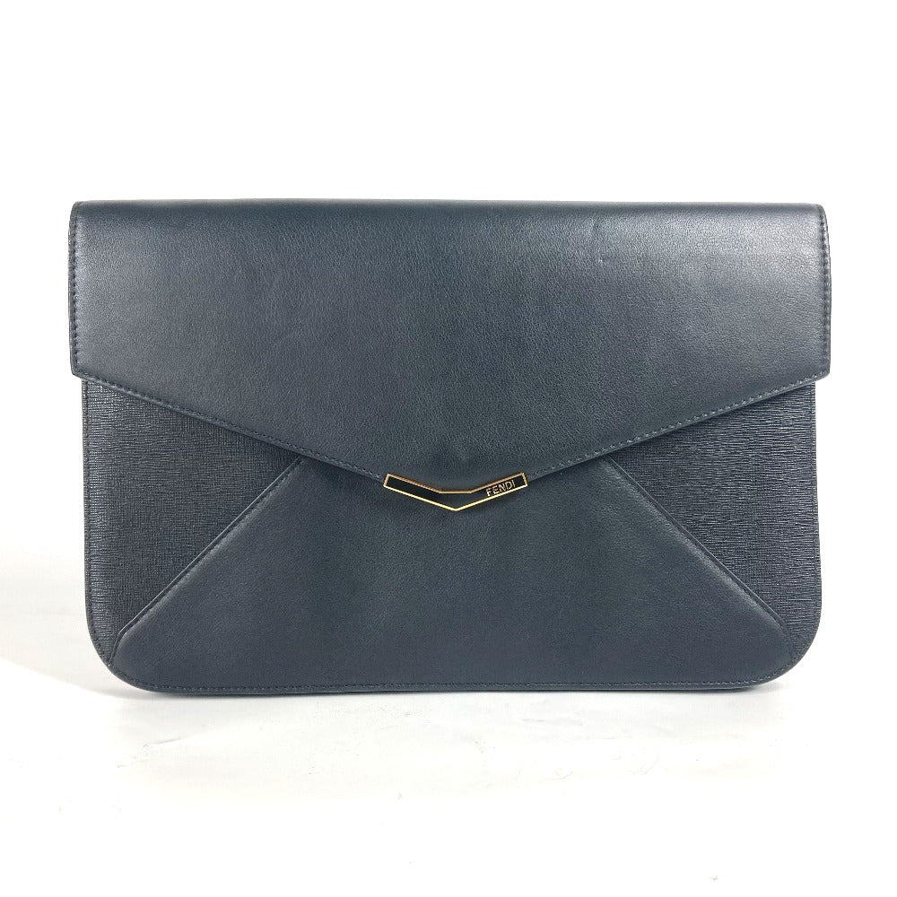 FENDI Clutch bag 8M0312 leather black flap To joule mens