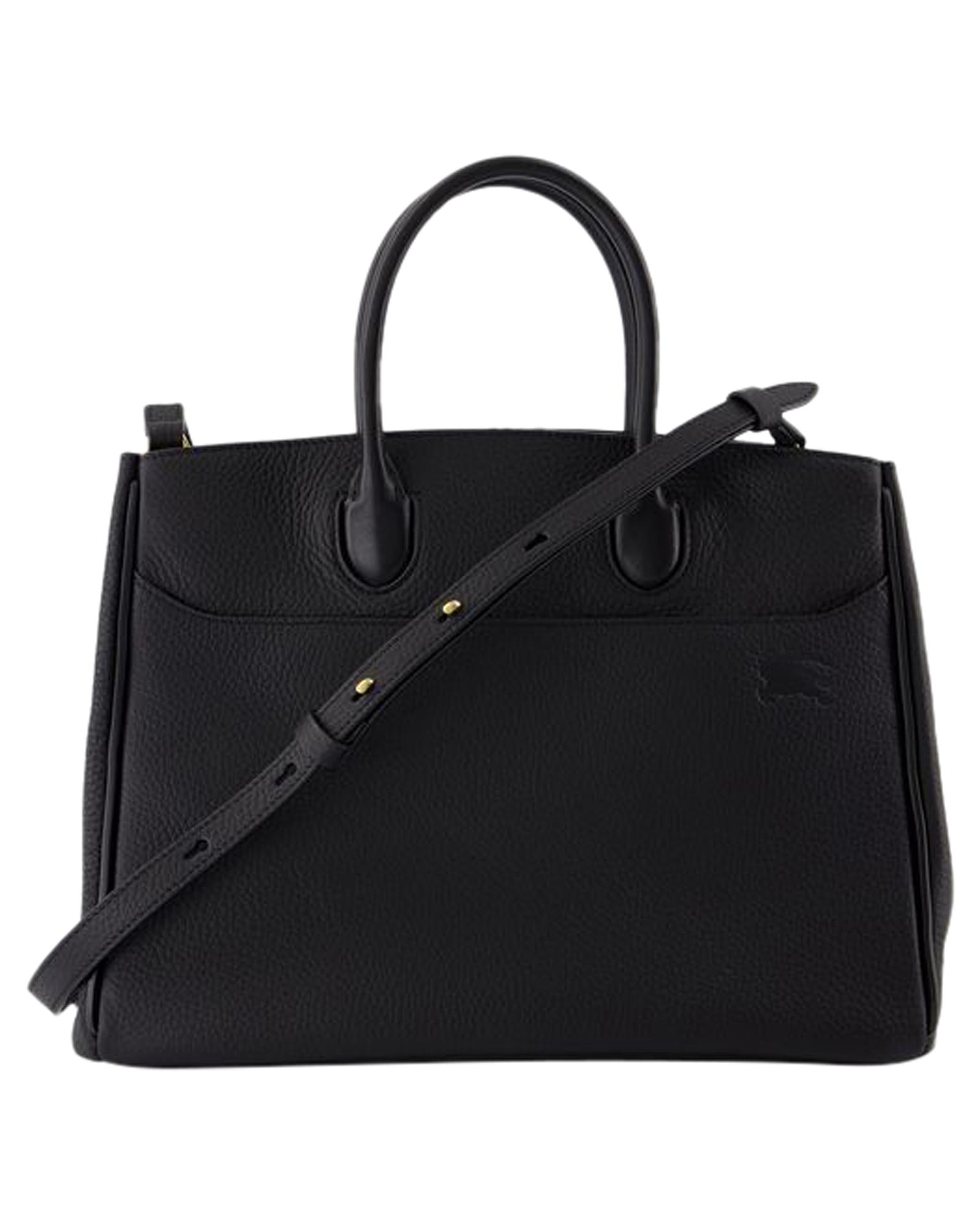 Burberry Pebbled Leather Tote Bag Women Black | Black