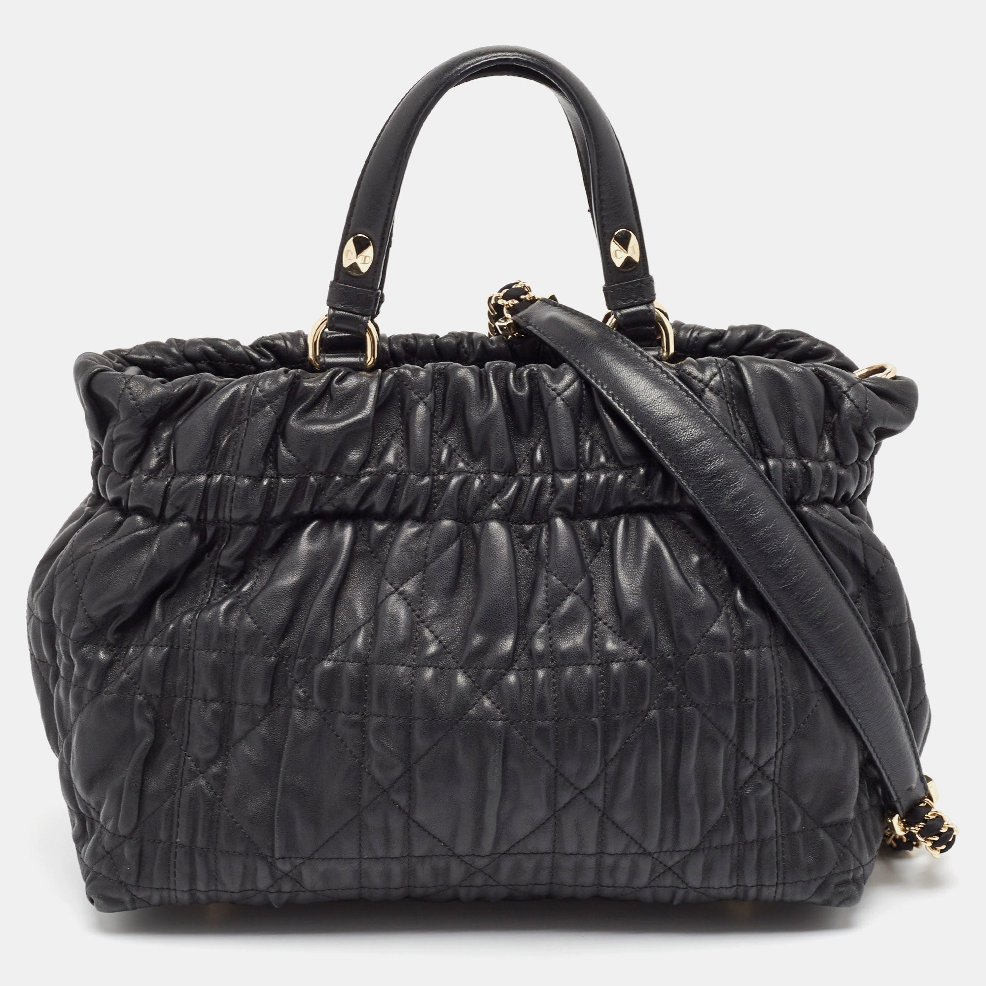 Dior Black Cannage Leather Delices Gaufre Tote