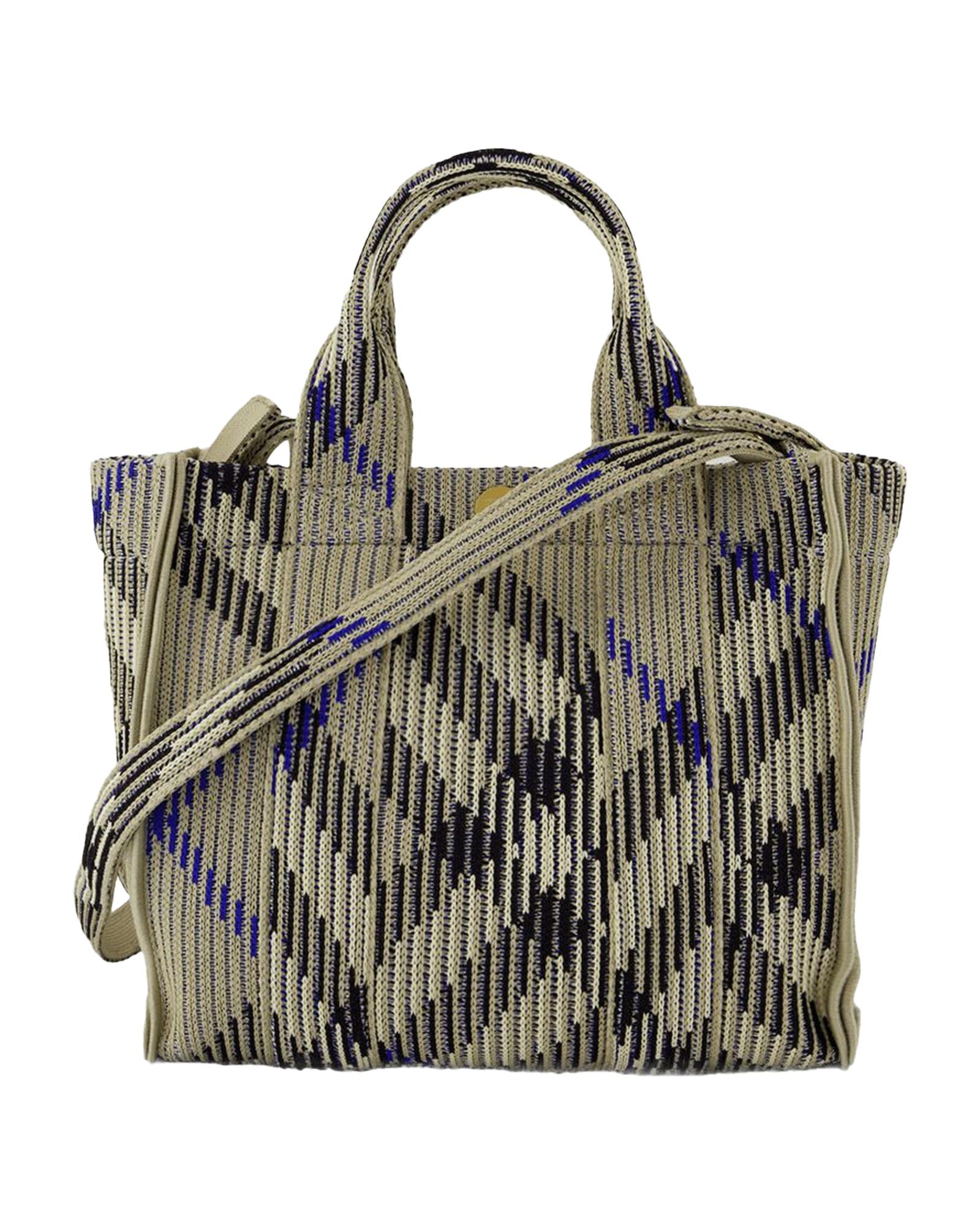Burberry Knitted Tote Bag Geometric Pattern Women White | White
