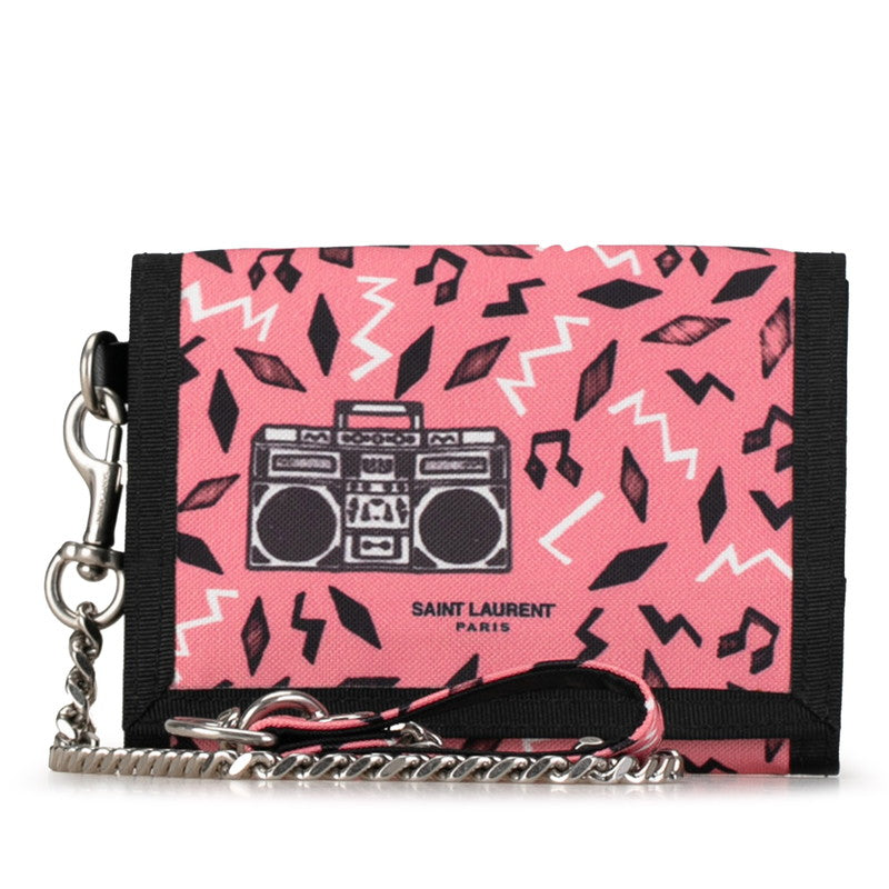 Saint Laurent Radio Three Fold Wallet 586279 Pink Black Nylon Saint Laurent