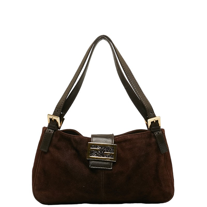 FENDI Mamma Bucket Handbag in Suede Leather Brown