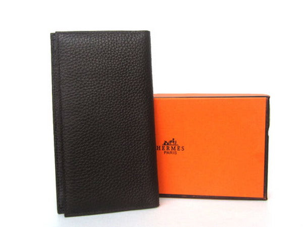 Hermes Wallet H2007 Ladies Cow Leather Coffee