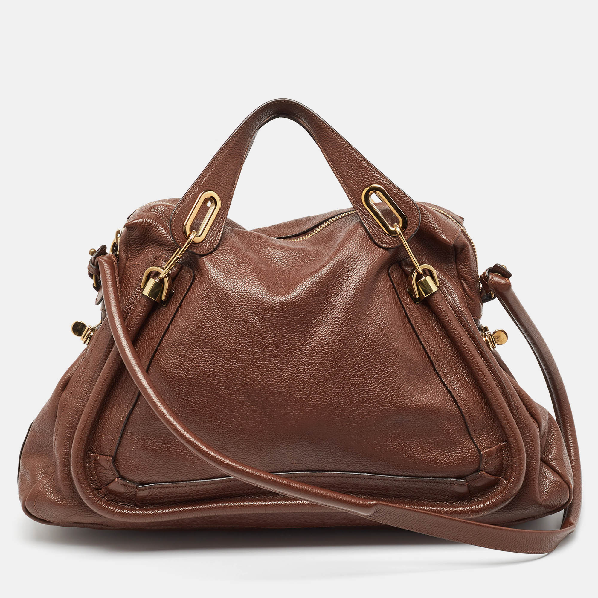 Chloe Dark Leather Large Paraty Shoulder Bag