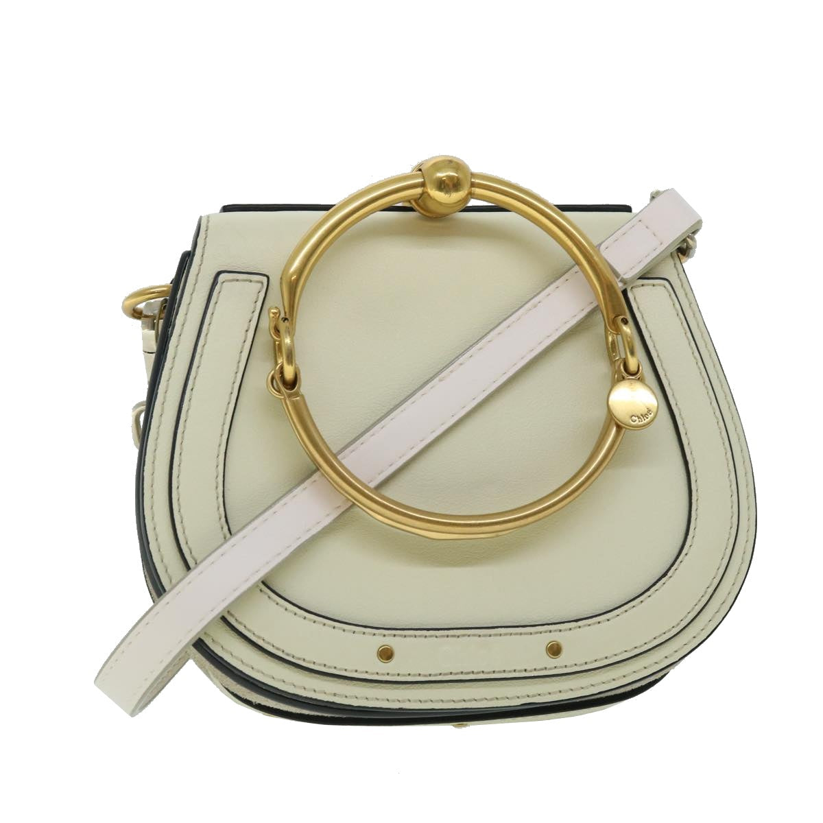 Chloe Small Bracelet Hand Bag Nile leather 2way Cream 52444