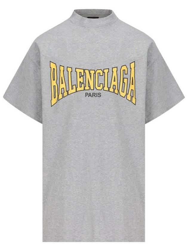 Balenciaga Logo Print Short Sleeve T-Shirt Grey
