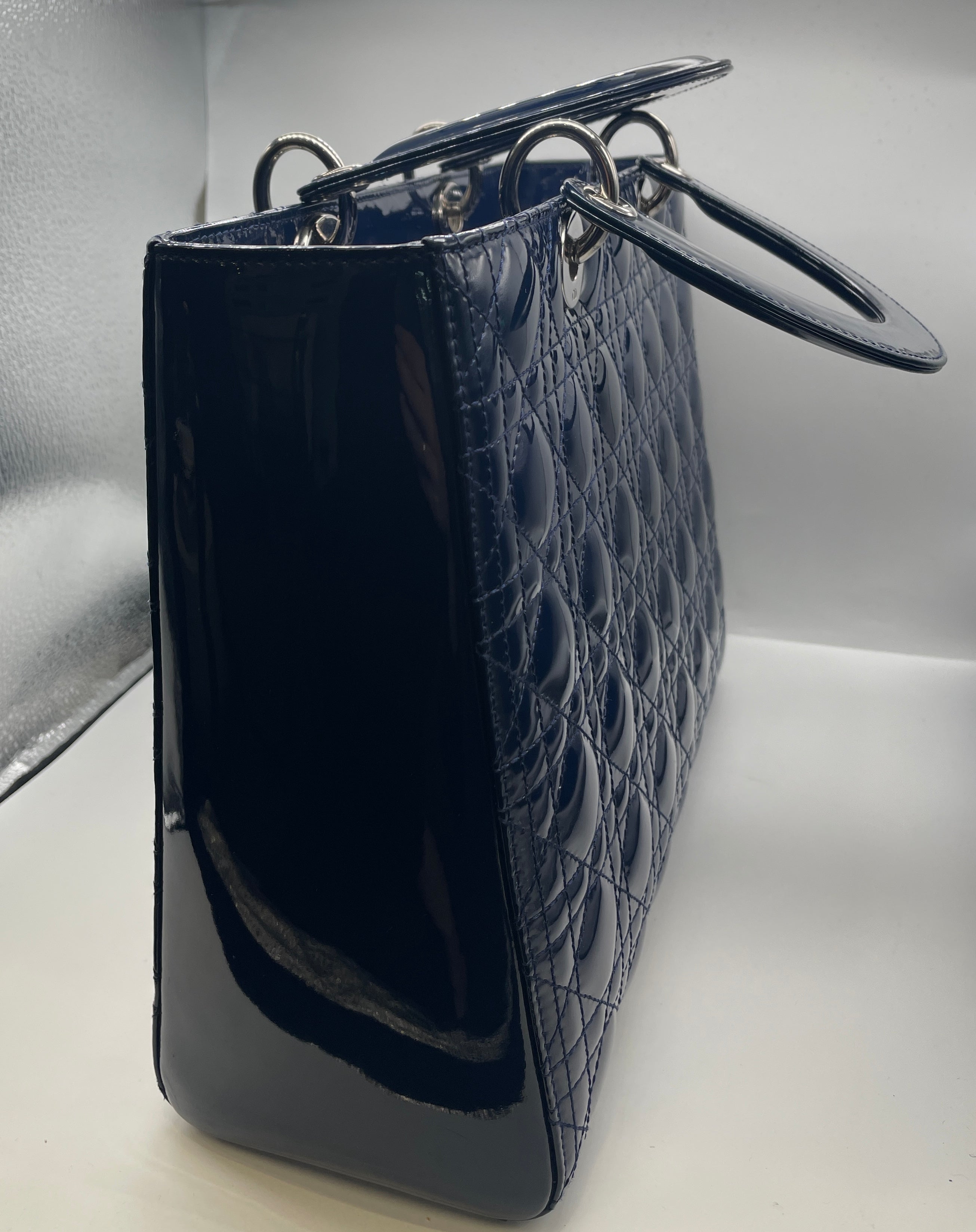 Lady Dior Large Navy Blue Handbag