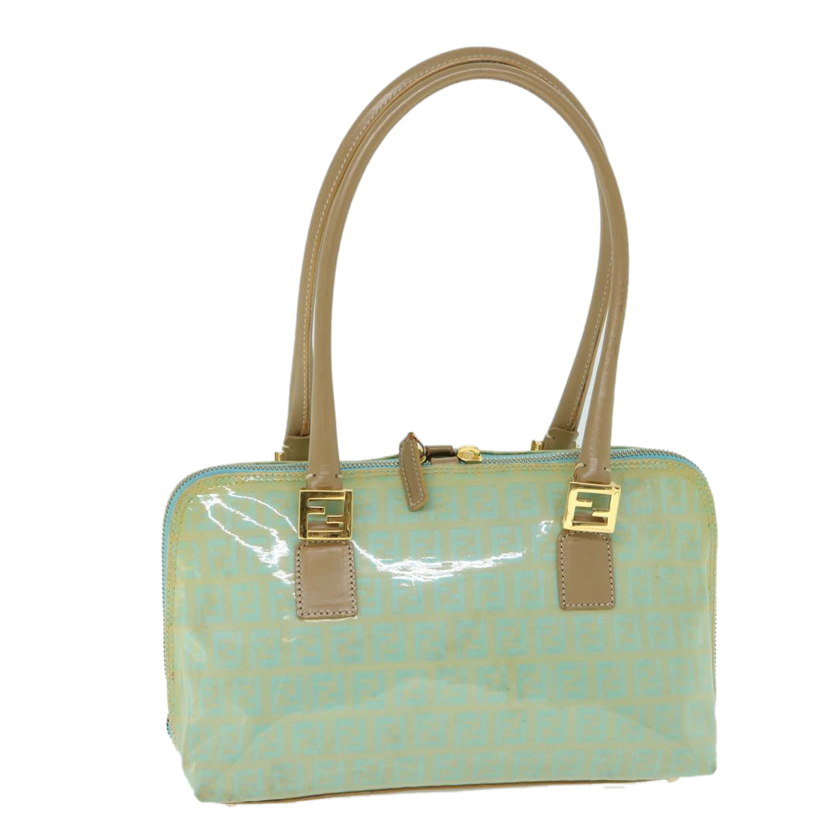 FENDI Zucchino Canvas Shoulder Bag Coated Canvas Blue54908