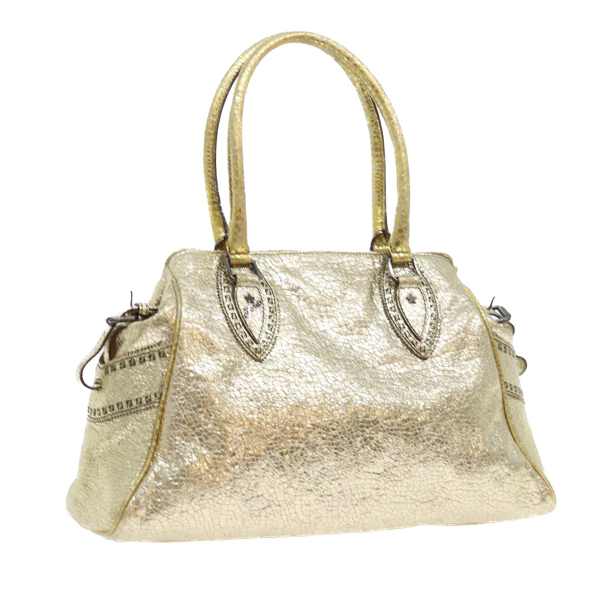 FENDI Tote Bag Leather Gold57038