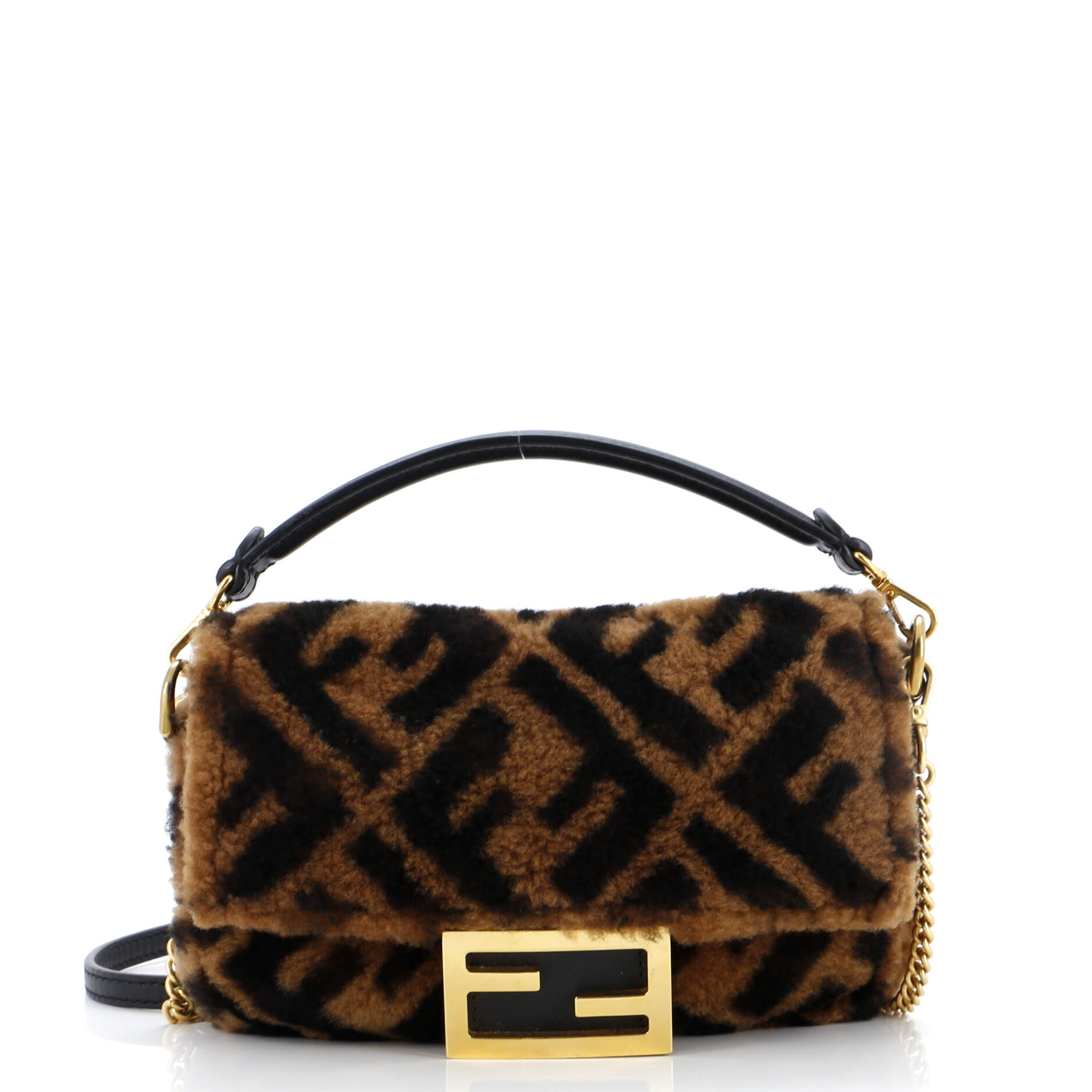 FENDI Baguette NM Bag Zucca Shearling Mini