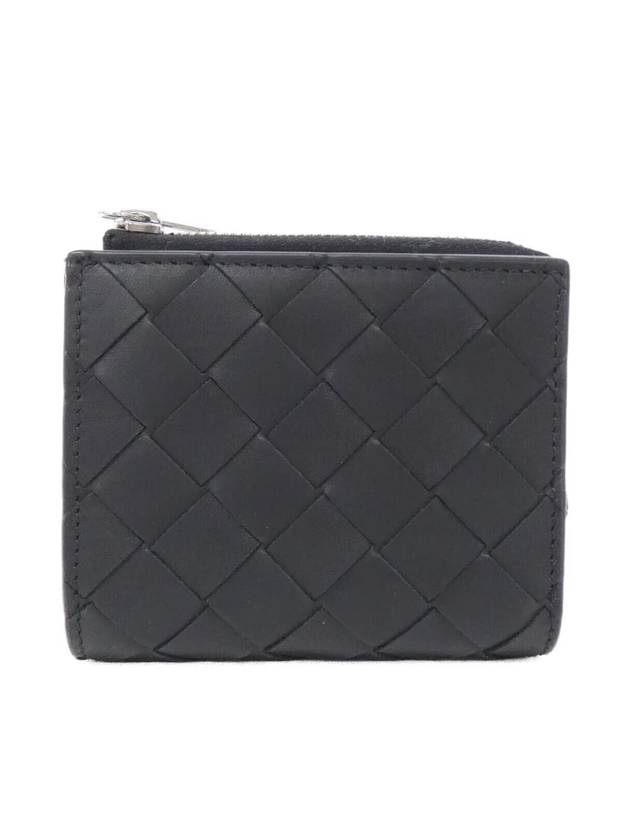 Bottega Veneta Intrecciato Bifold Calfskin Half Wallet Black