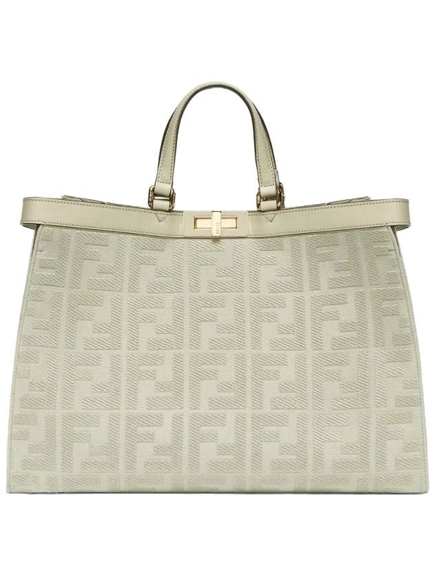 Fendi Logo Pattern Medium Canvas Tote Bag Green