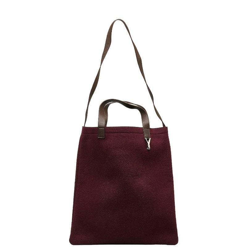 Saint Laurent Bag Shoulder Bag Pearl Wine Red Wool Leather