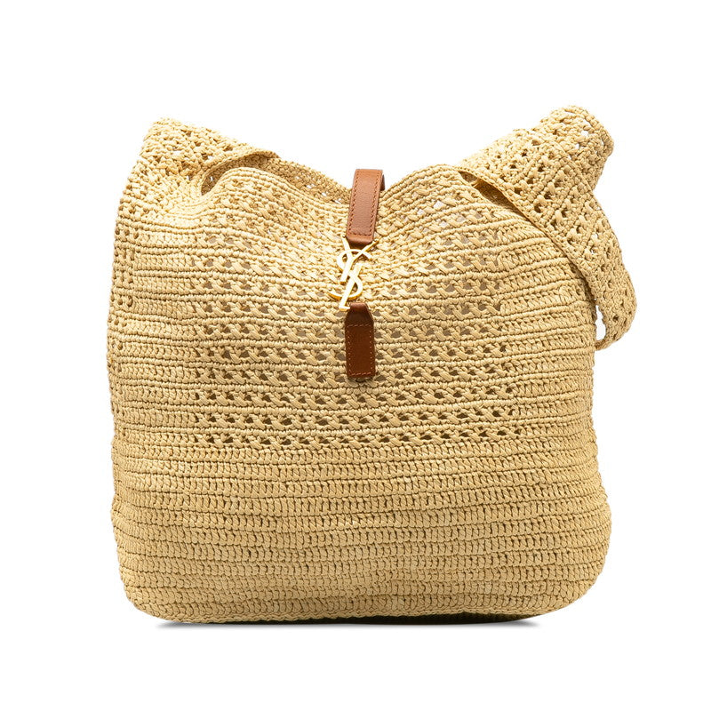 Saint Laurent Hob Bag YSL Logo Cago Shoulder Bag Tote Bag Beige Raffia Saint Laurent