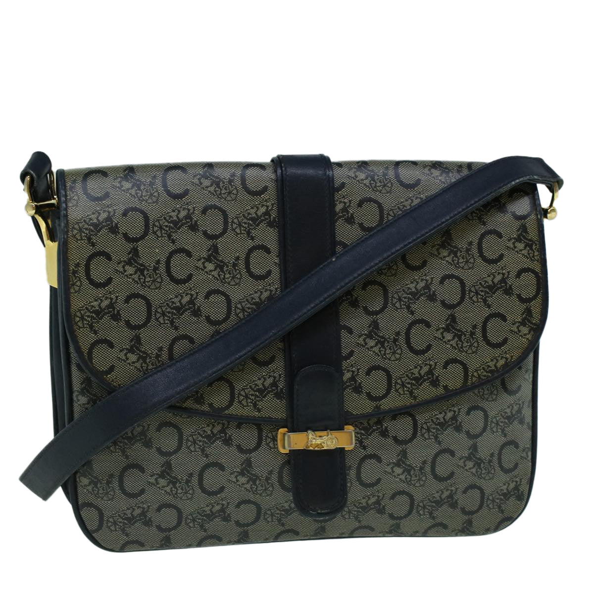 CELINE C Macadam Canvas Shoulder Bag Coated Canvas Navy 60345