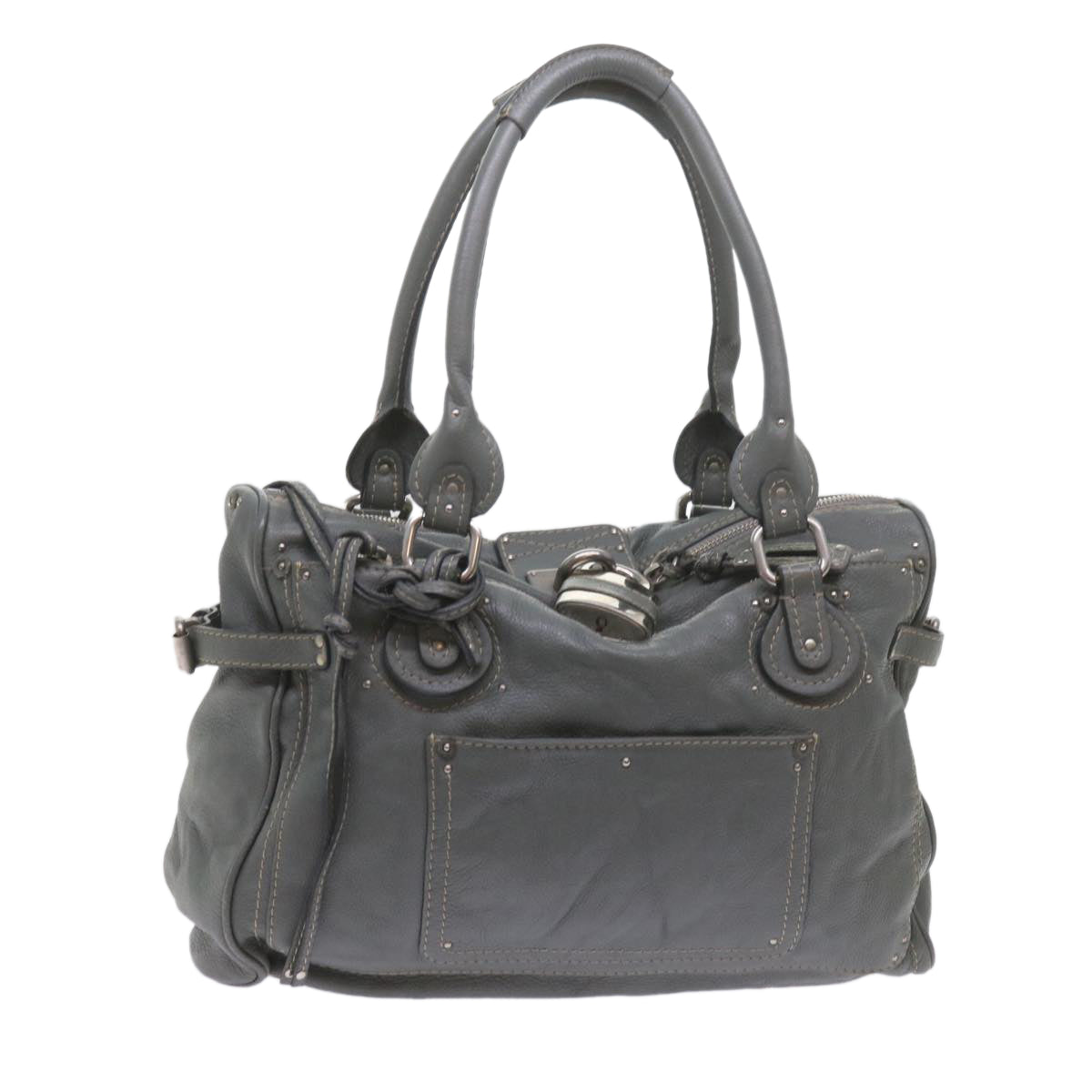 Chloe Paddington Shoulder Bag Leather Gray 60546