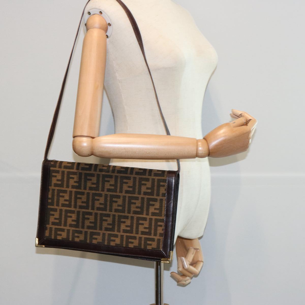 FENDI Zucca Canvas Shoulder Bag Brown60957