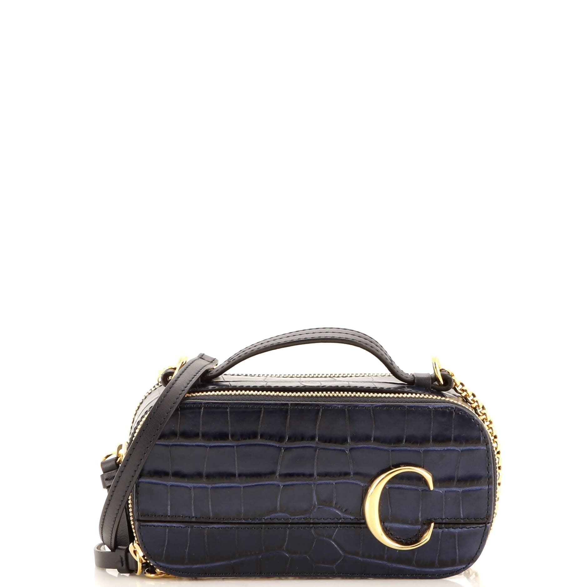 Chloe C Vanity Bag Crocodile Embossed Leather Mini