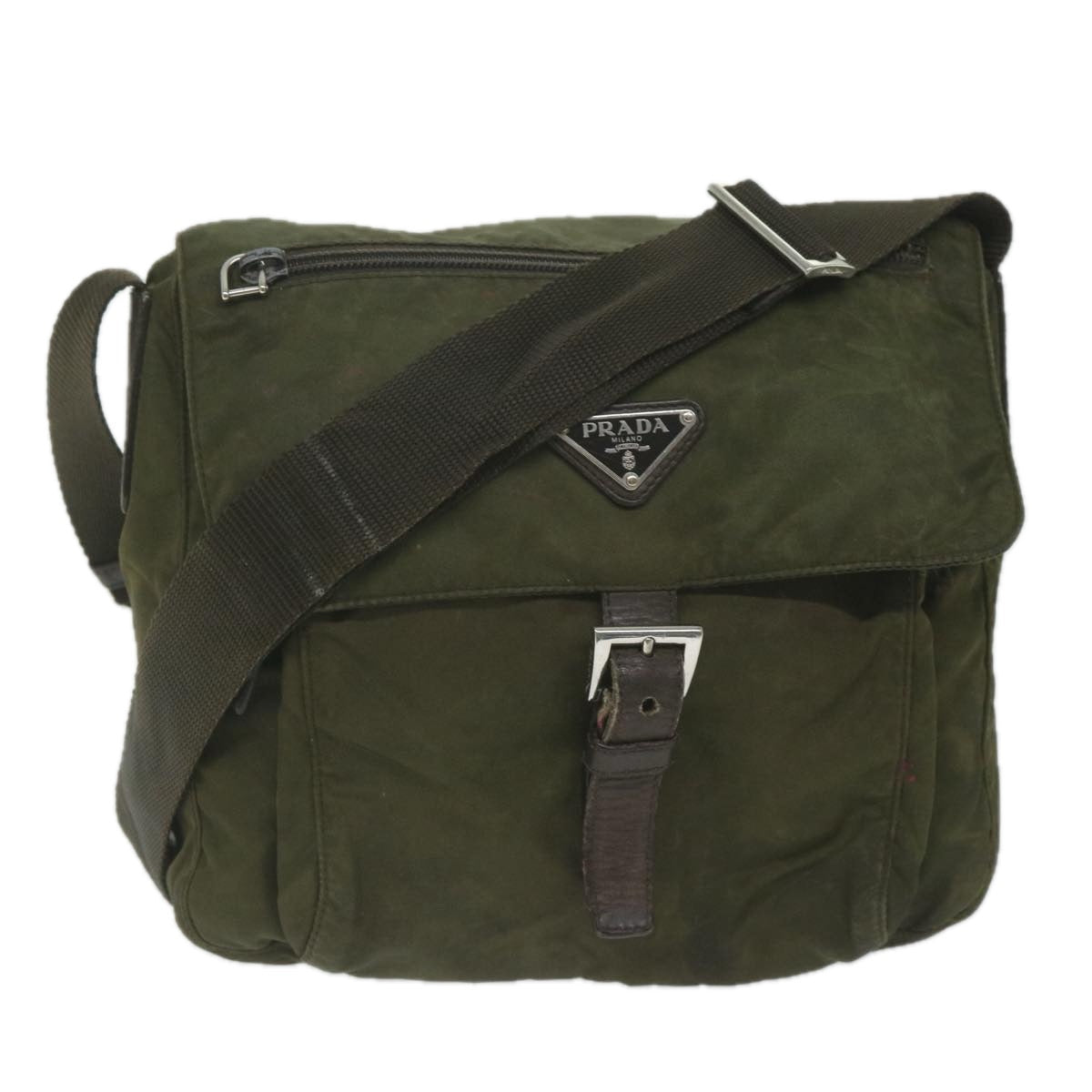 PRADA Shoulder Bag Nylon Khaki 63182