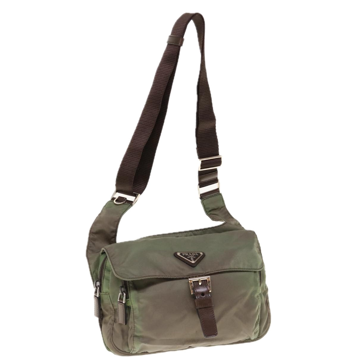 PRADA Shoulder Bag Nylon Khaki 64758