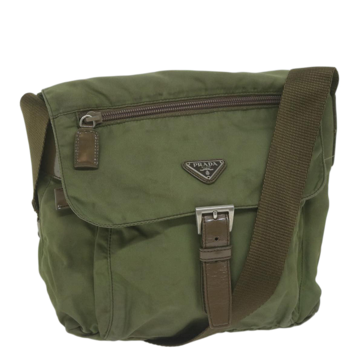 PRADA Shoulder Bag Nylon Khaki 65095