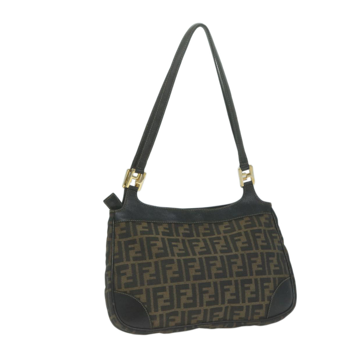 FENDI Zucca Canvas Shoulder Bag Brown Black65752