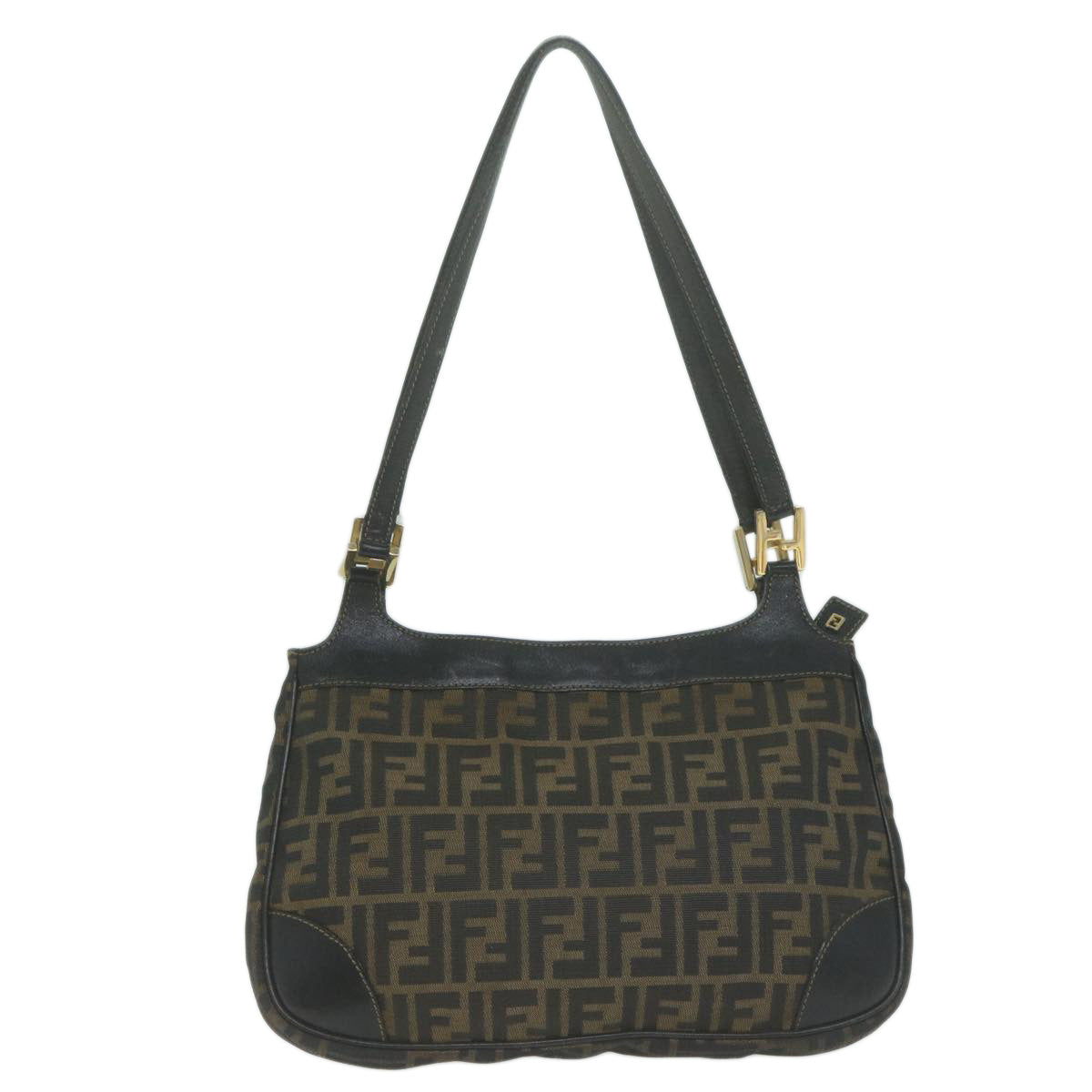 FENDI Zucca Canvas Shoulder Bag Brown Black65752