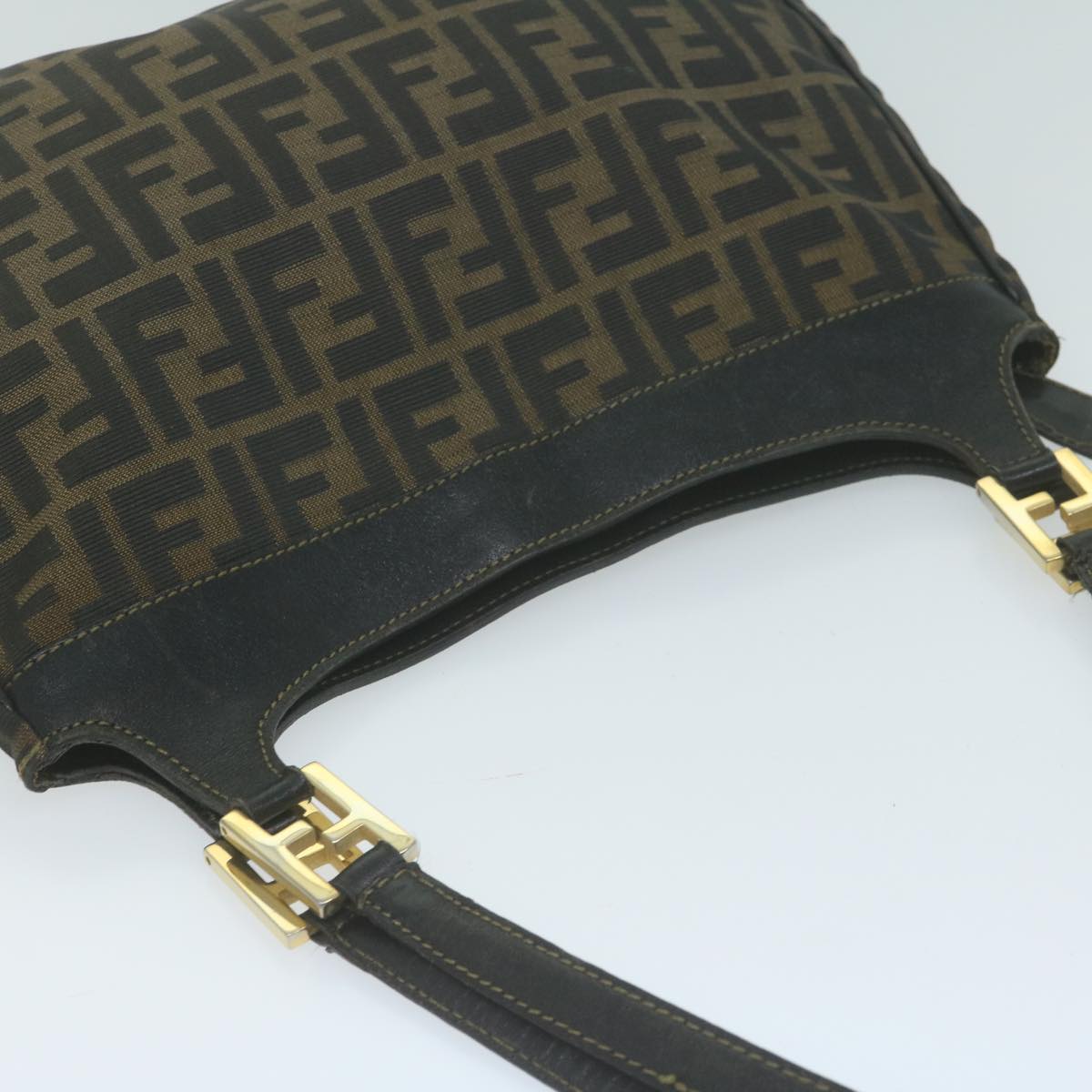 FENDI Zucca Canvas Shoulder Bag Brown Black65752