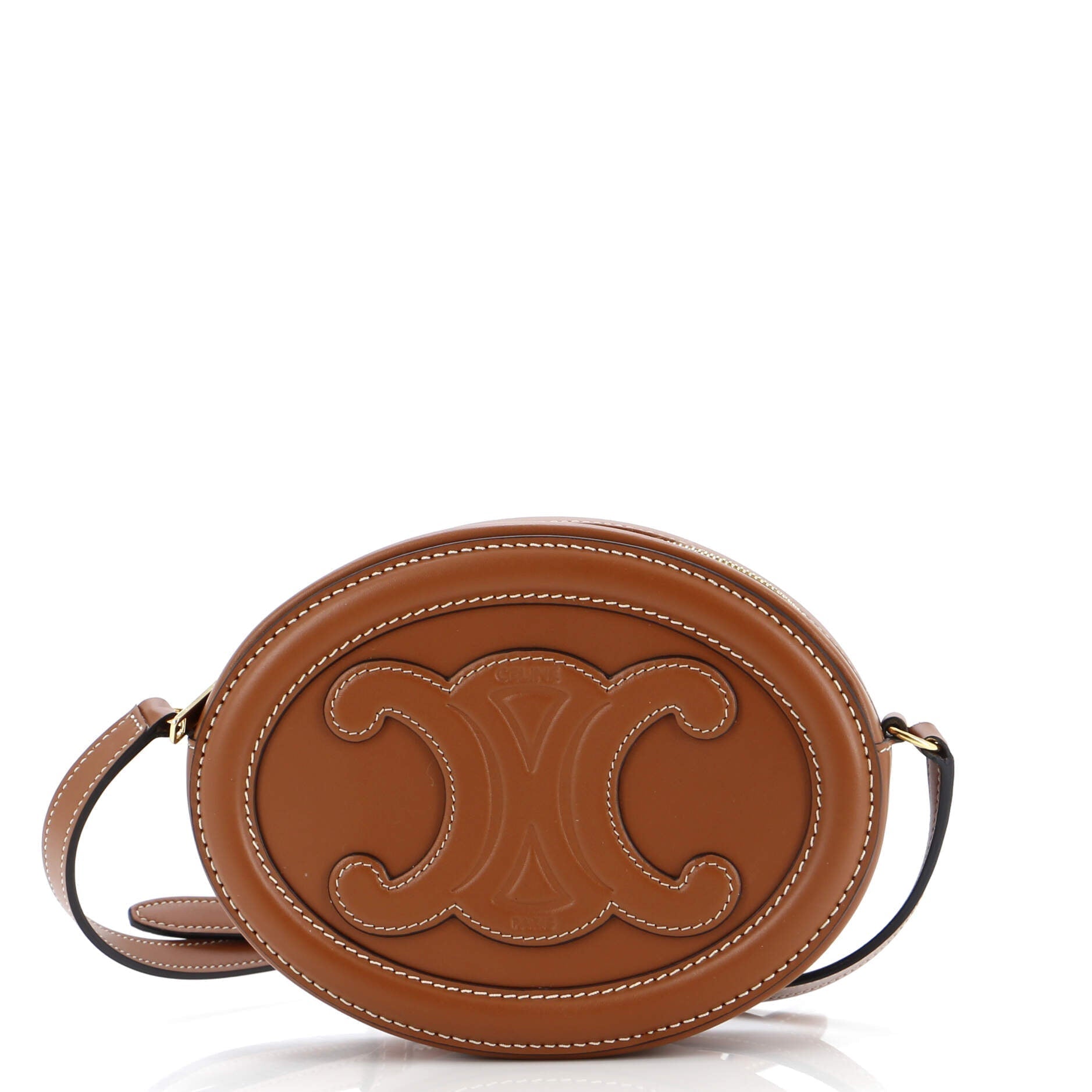 Celine Triomphe Oval Crossbody Bag Leather Mini