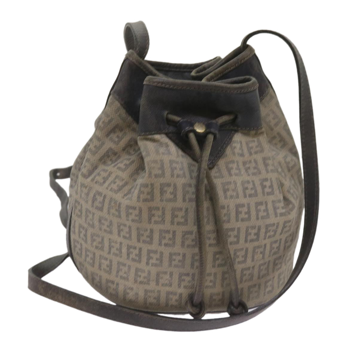 FENDI Zucchino Canvas Shoulder Bag Navy67351