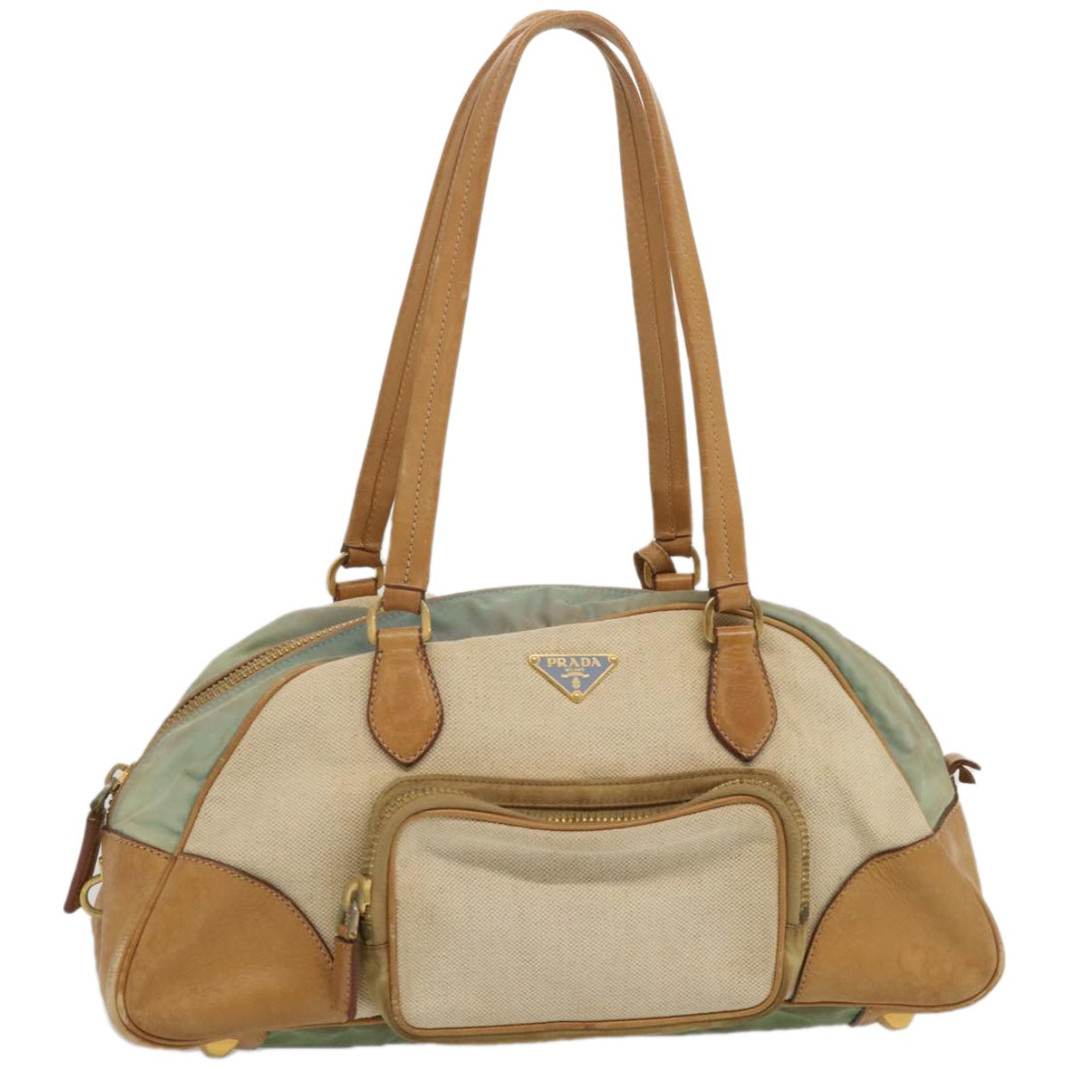 PRADA Hand Bag Canvas Beige 67412