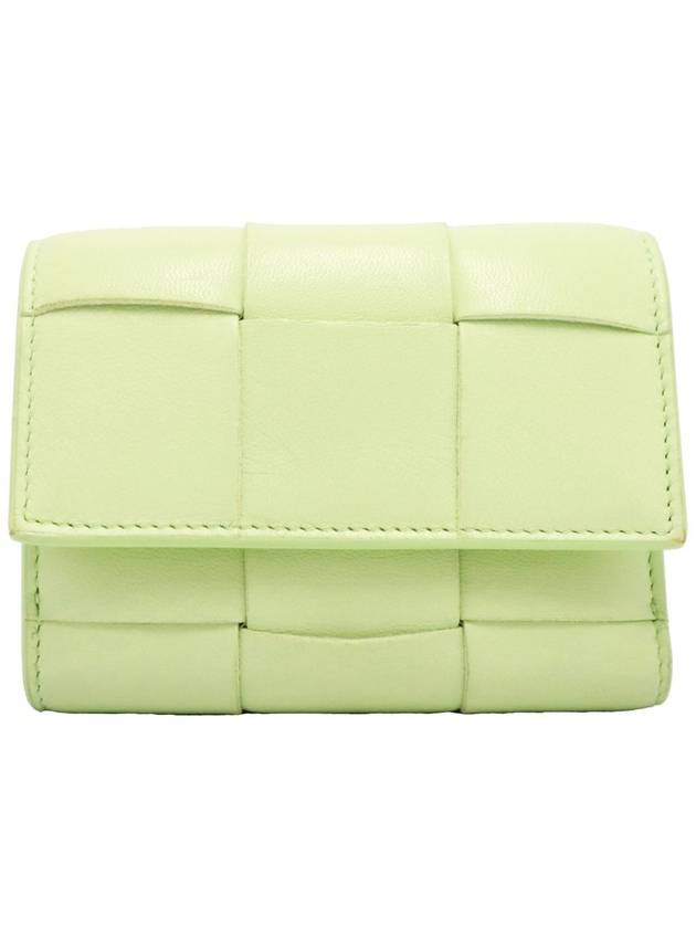 Bottega Veneta Women s Half Wallet Bottega Veneta 651372 Lemon Washed Lambskin Intrecciato Weaving 3 Stage Folded Zipper