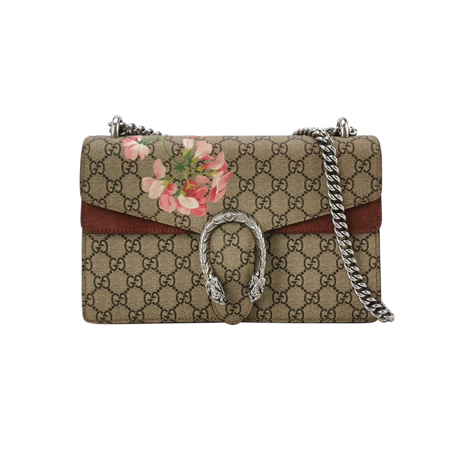Gucci Dionysus Small Shoulder Bag in Suede with Floral Print and Double Tiger Head Buckle 250430781173184