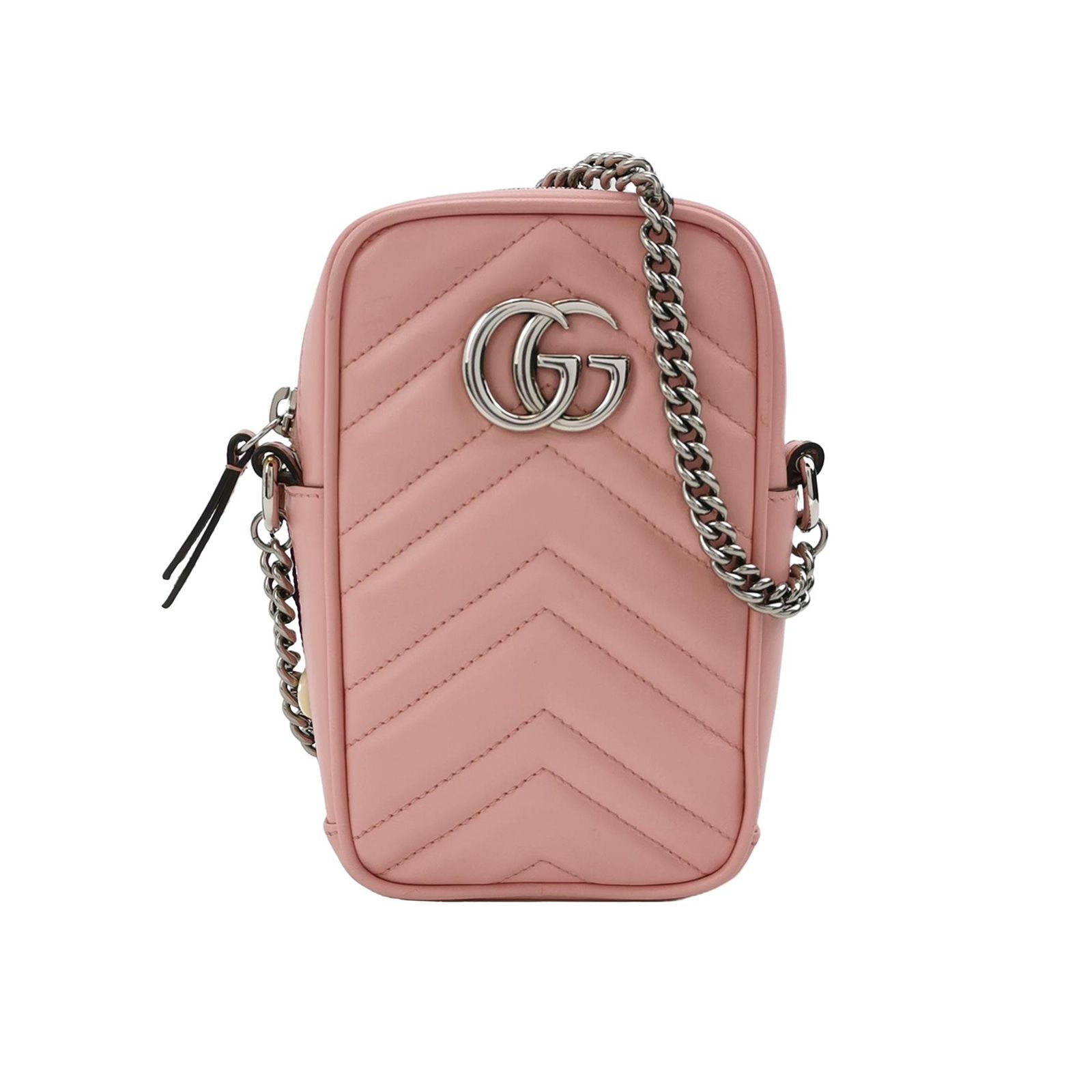 Gucci GG Marmont Mini Leather V-stitch Double G Logo Phone Crossbody Shoulder Bag 250414781147891