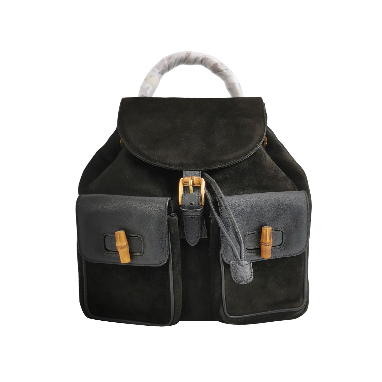 Gucci Suede Bamboo Handle Flap Backpack 250402781132321