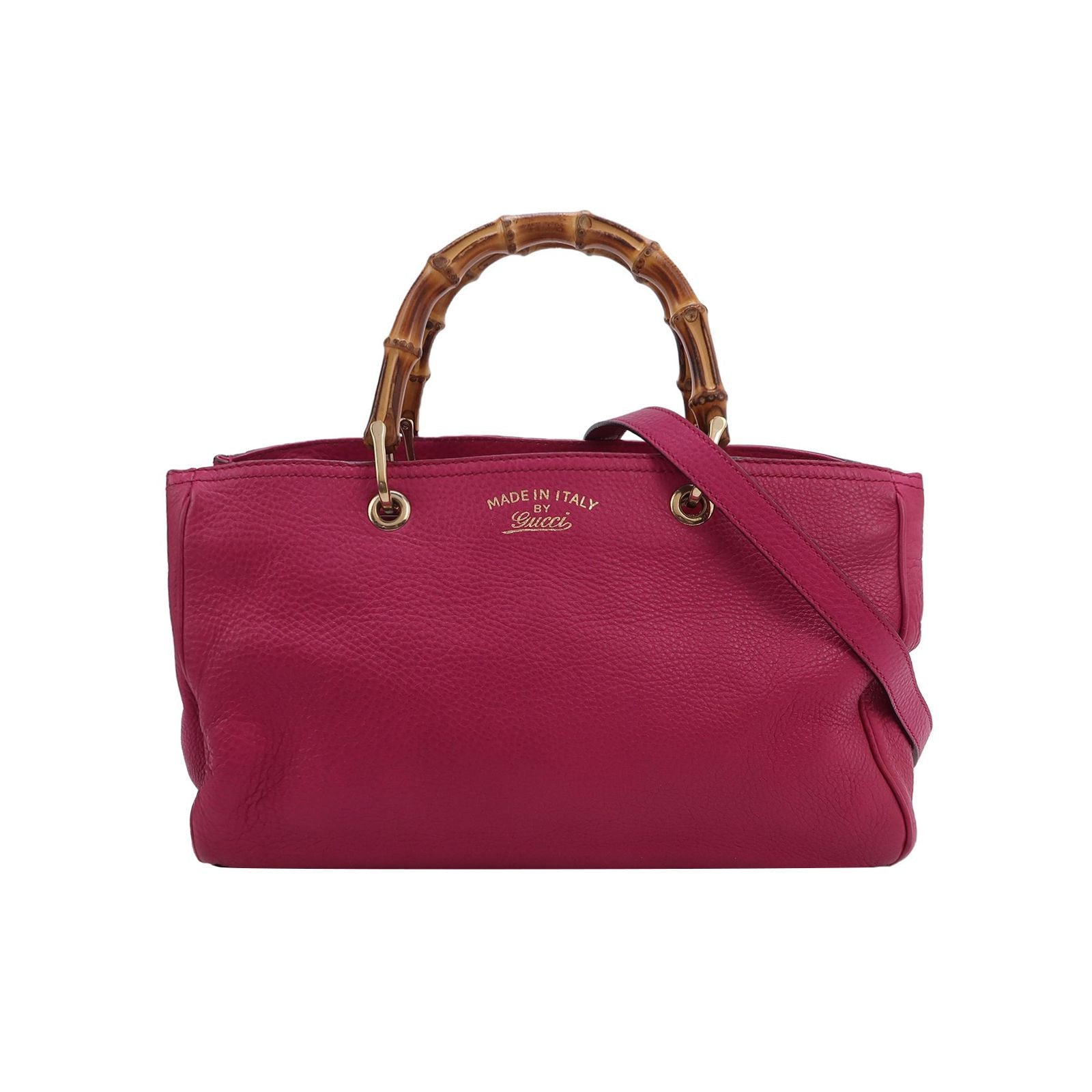 Gucci Miss Bamboo Large Leather Shoulder Bag with Logo and Bamboo Handle 250304781091072