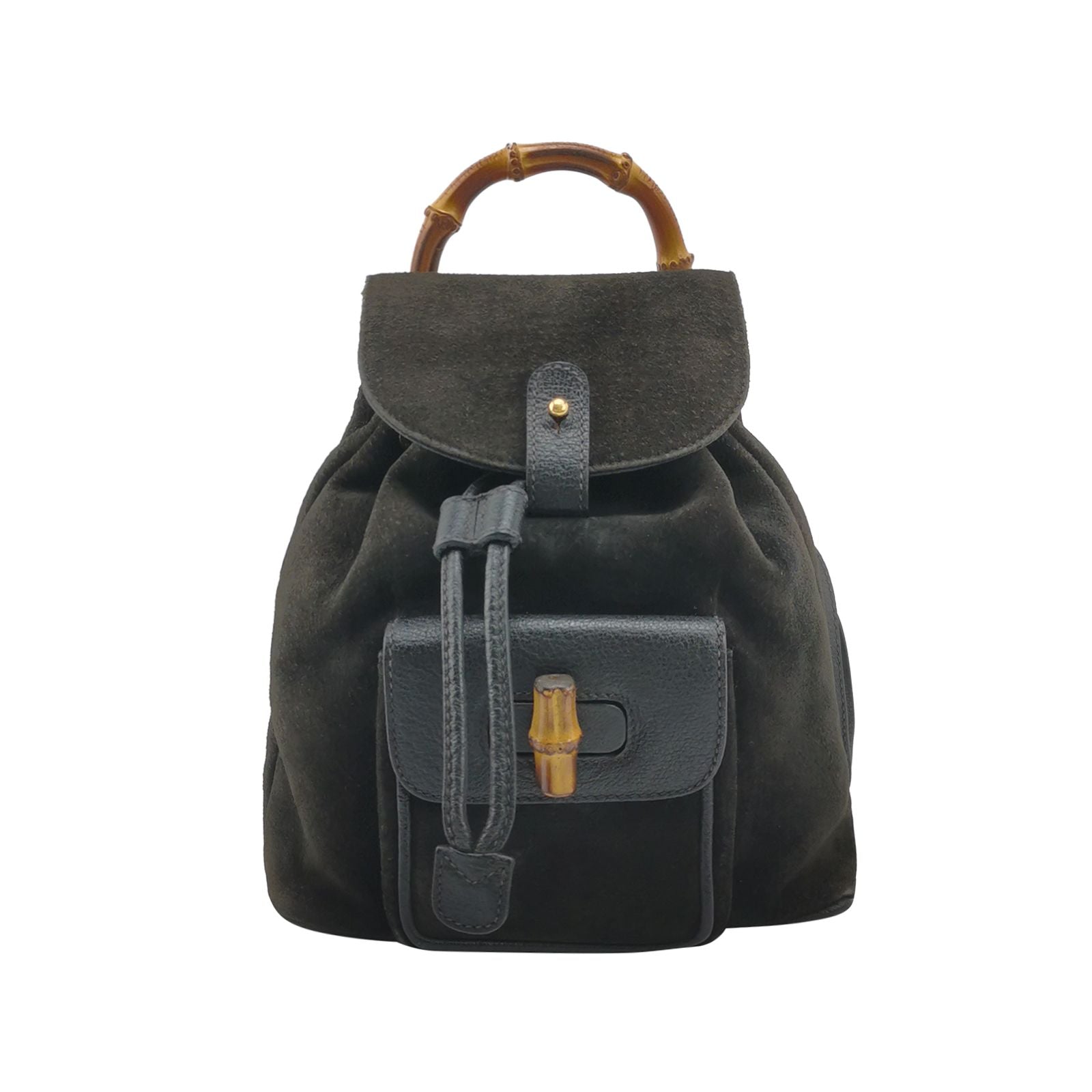 Gucci Suede Bamboo Handle Backpack 250221781073564