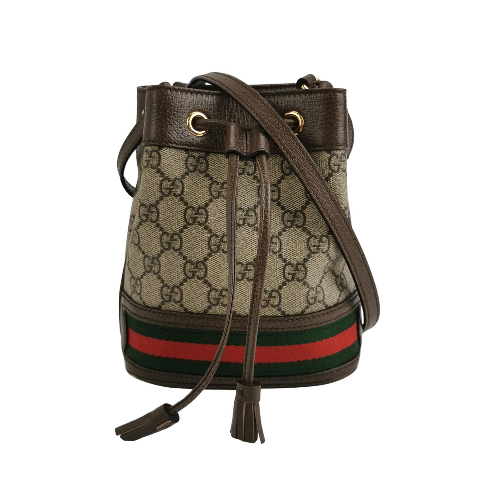 Gucci Ophidia Mini Leather Canvas GG Bucket Crossbody Bag 250420781157579