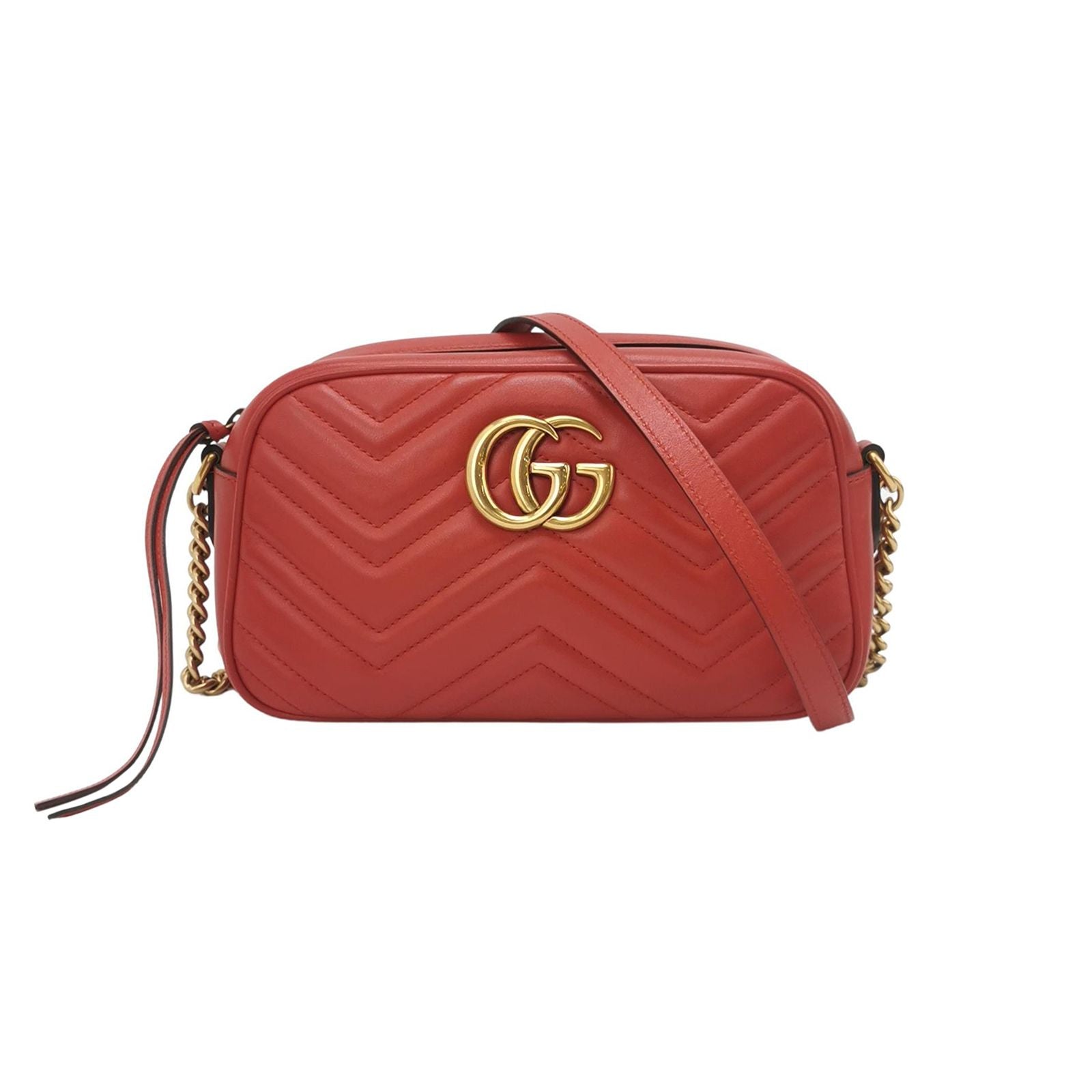 Gucci GG Marmont Small Leather V-stitch Quilted GG Logo Camera Crossbody Bag 23072178362750