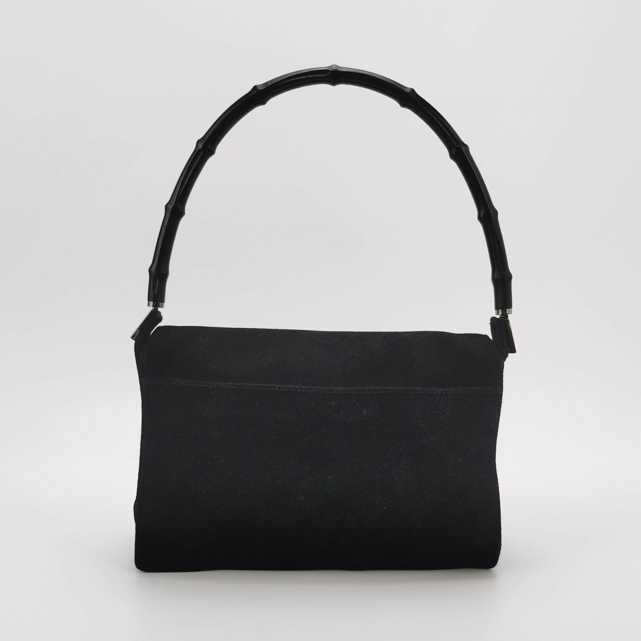 Gucci Suede Bamboo Handle Vintage Shoulder Bag 250603781221122