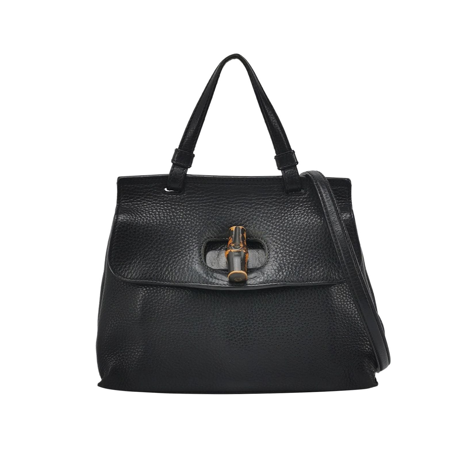 Gucci Daily Small Leather Solid Bamboo Twist Lock Shoulder Bag 250108781016271