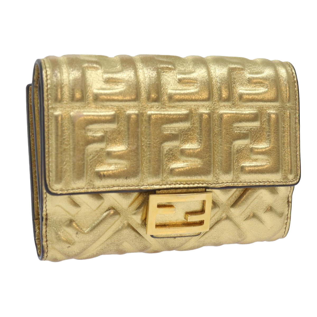 FENDI Zucca Canvas Mamma Wallet Gold68984