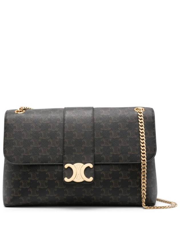 CELINE Victoire Triomphe Large Canvas Shoulder Bag Tan