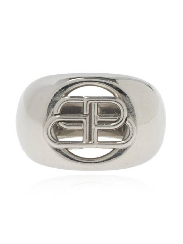 Balenciaga BB Signature Bold Ring Silver