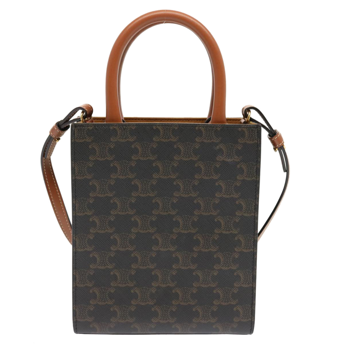 CELINE Triomphe Canvas Minibar Tical Hippo Hand Bag PVC 2way Black Auth 70260A