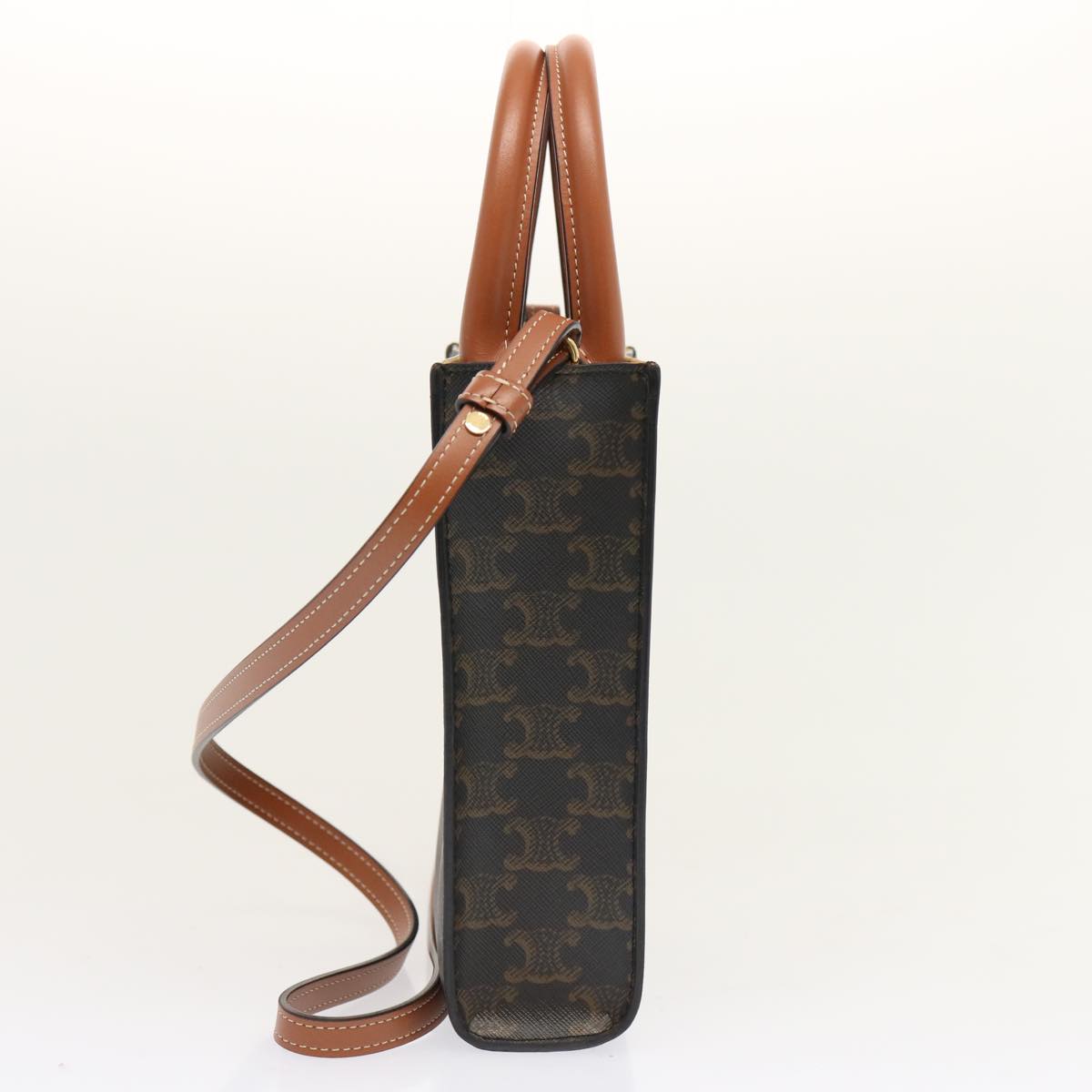 CELINE Triomphe Canvas Minibar Tical Hippo Hand Bag PVC 2way Black Auth 70260A