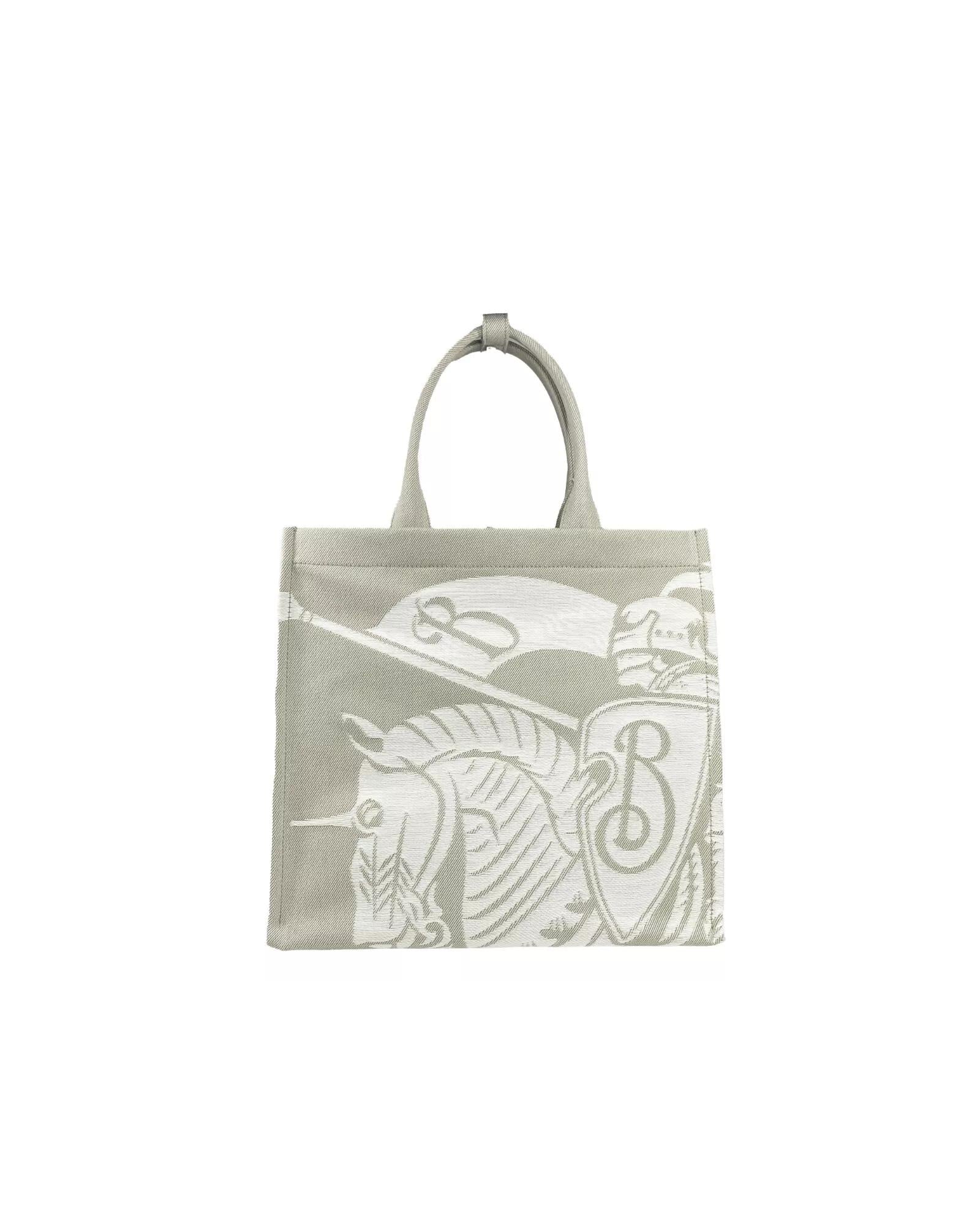 Burberry Knight Horseback Canvas Tote Women Beige Tote Bags